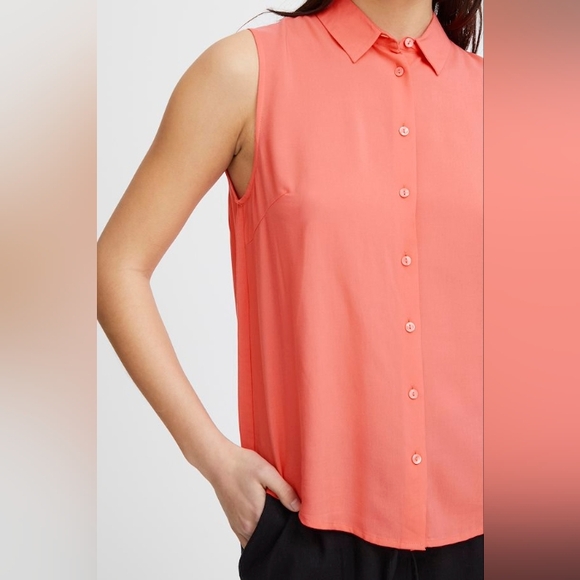 ICHI Ihmain Sleeveless Collared Top Shirt Blouse XL - Picture 5 of 15